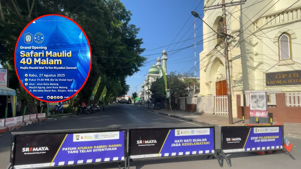 Jalan Merdeka Barat Ditutup Malam Ini, Grand Opening Safari Maulid 40 Malam Riyadlul Jannah Digelar di Alun-Alun Malang
