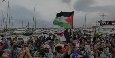 Relawan Global Sumud Flotilla Berkumpul di Pelabuhan Sidi Bou Said Jelang Berlayar Menuju Gaza