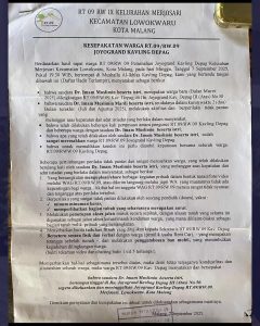 Warga RT 09/RW 09 Joyogrand Kavling Depag Sepakat Minta Eks Dosen UIN Angkat Kaki