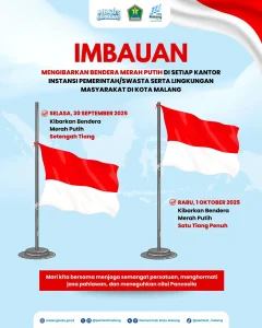 Pemkot Malang Imbau Warga Kibarkan Bendera Merah Putih di Peringatan Hari Kesaktian Pancasila (Instagram/@pemkotmalang)