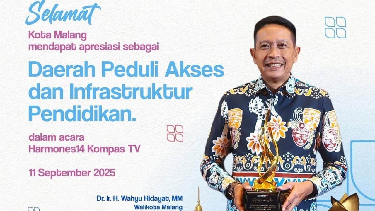 Kota Malang Raih Penghargaan Daerah Peduli Akses dan Infrastruktur Pendidikan (Instagram/@pemkotmalang)