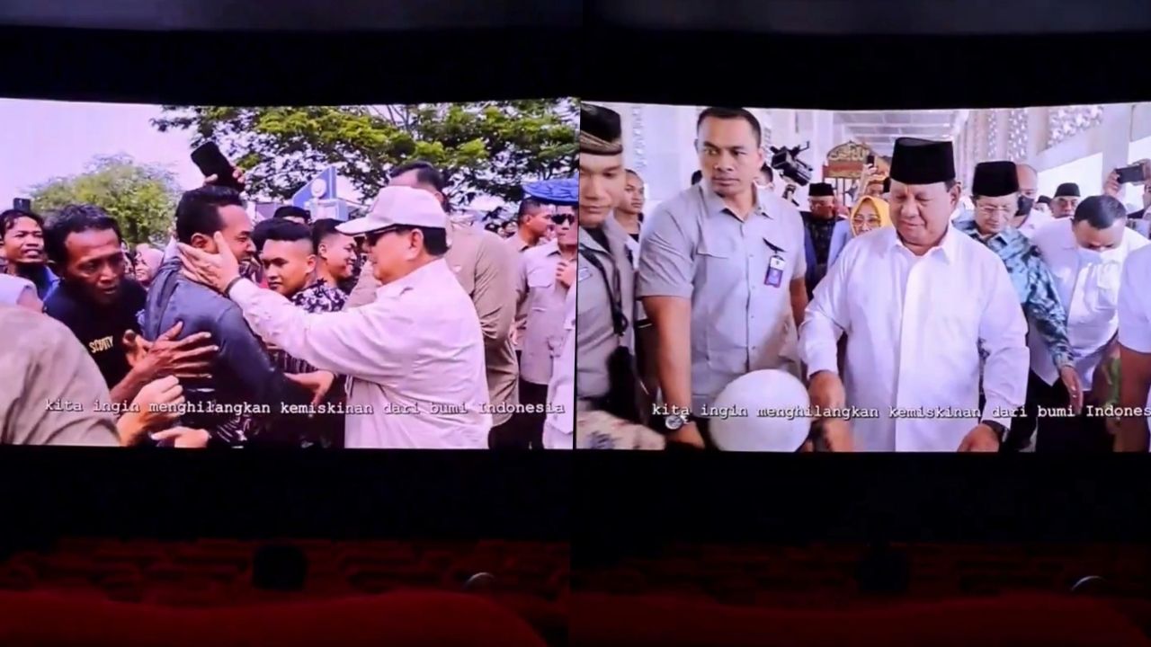 Bioskop Ini Tayangkan Video Presiden Prabowo Sebelum Film Dimulai (X/@ubicilembur)