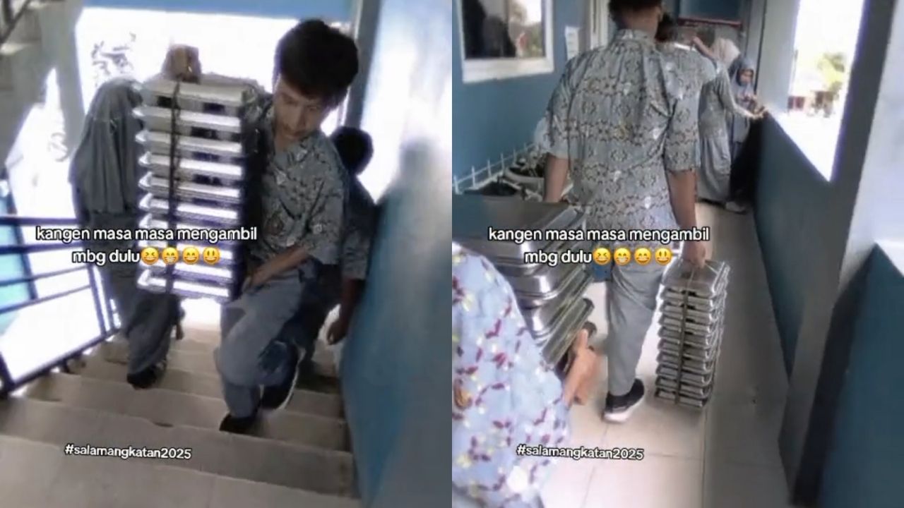 Siswa ini Buat Video Ambil MBG di Sekolah, Nuansanya Mirip Vintage Zaman Dahulu (TikTok/@yga_prmna02)