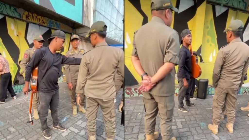 Satpol PP Kota Malang Tertibkan Pengamen di Perempatan Kaliurang (Instagram/@trantibum.malangkota)