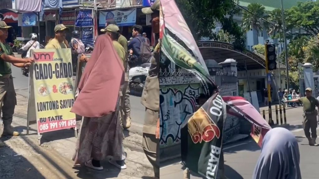 Satpol PP Kota Malang Tertibkan Reklame Ganggu Trotoar di Jalan Sigura-Gura (Instagram/@trantibum.malangkota)