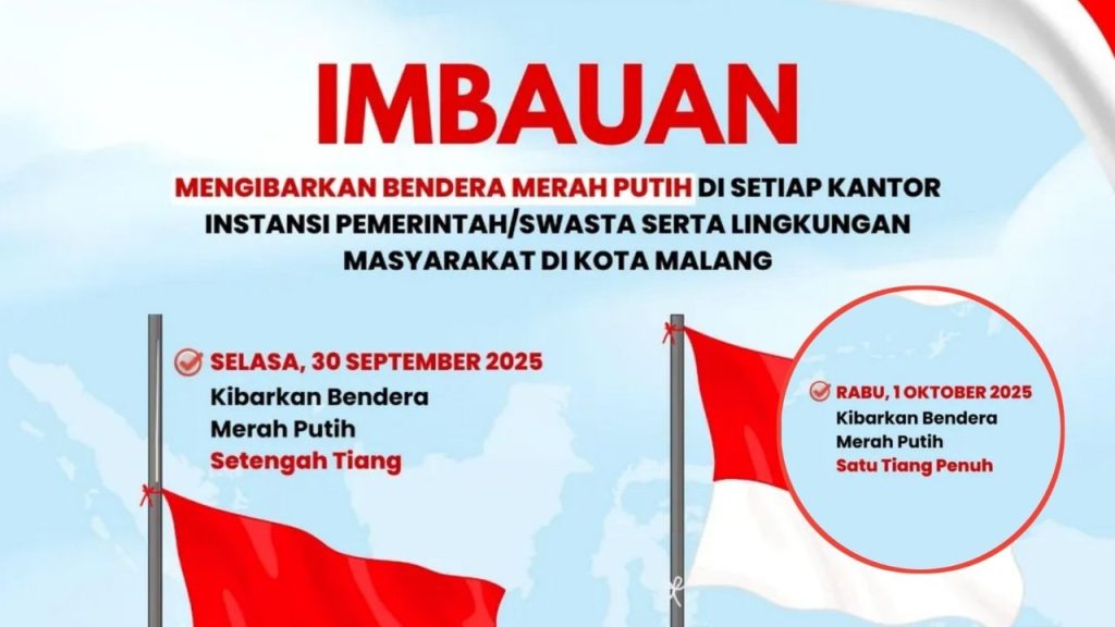 Pemkot Malang Imbau Warga Kibarkan Bendera Merah Putih di Peringatan Hari Kesaktian Pancasila (Instagram/@pemkotmalang)