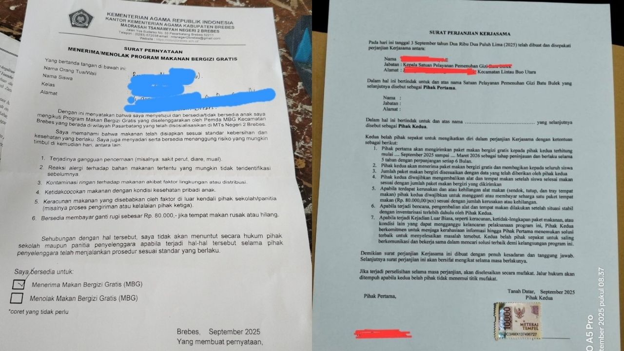 Viral Surat Pernyataan Menerima atau Menolak Program MBG (X/@ubegebe1)