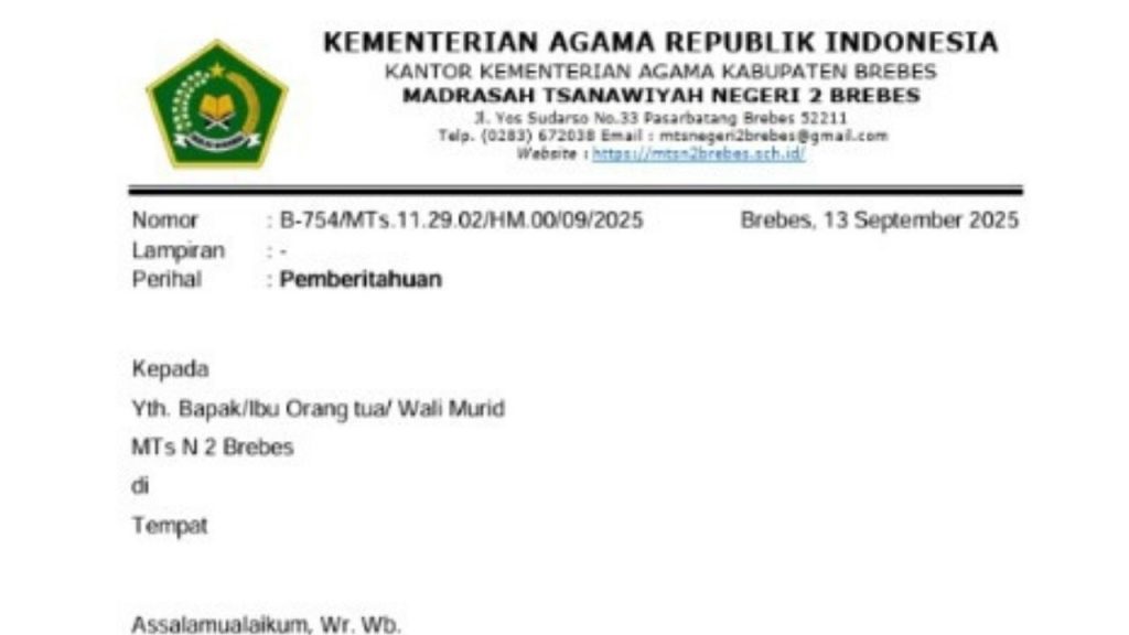 MTs Negeri 2 Brebes Tarik Kembali Surat Pernyataan Terkait Program Makanan Gizi Gratis