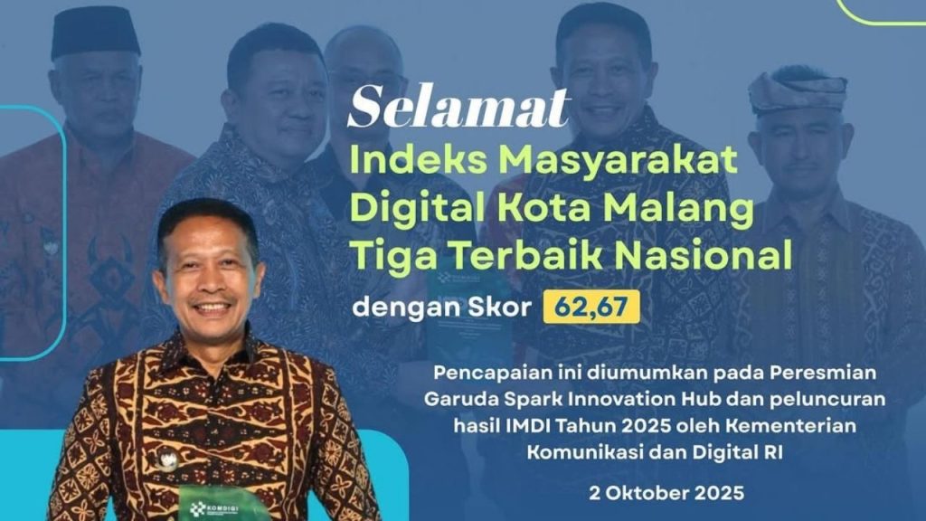 Kota Malang Masuk Tiga Besar Nasional Anugerah Indeks Masyarakat Digital 2025 (Instagram/@pemkotmalang)