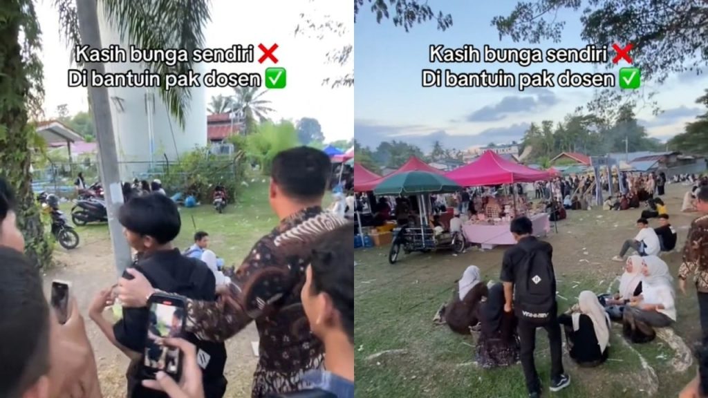 Mahasiswa Ini Kasih Bunga ke Cewek Ditemani Dosen, Bikin Netizen Terhibur (TikTok/@mhdzaki674)