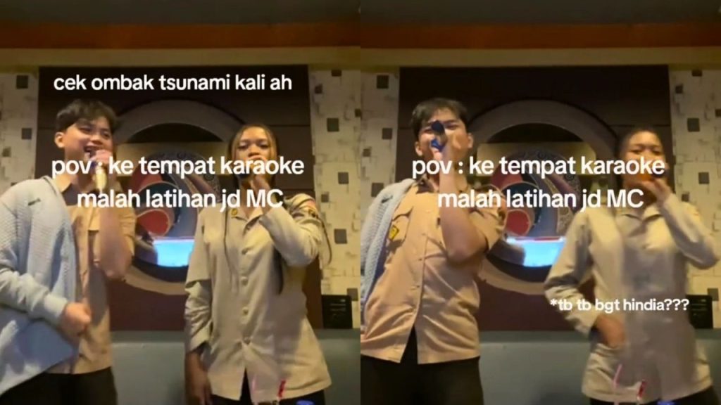 Dua Siswa Siswi ini Latihan Jadi MC di Tempat Karaoke, Aksinya Bikin Netizen Terhibur (TikTok/@_alifah121)