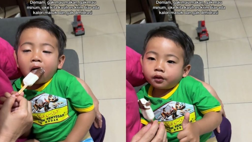Anak Sakit Diberi Es Krim, Aksi Ibu Ini Jadi Perdebatan Netizen (TikTok/@vinaabill)