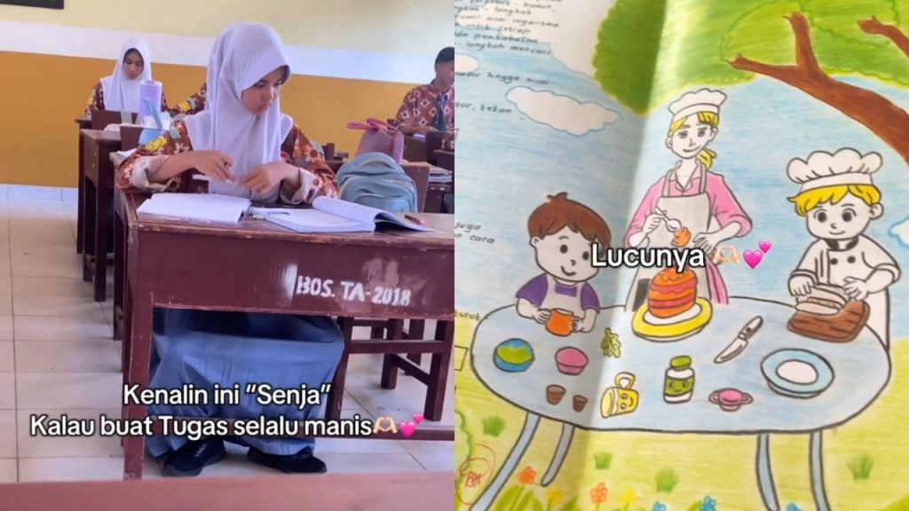 Senja, Siswi yang Setiap Tugasnya Selalu Estetik Sesuai Namanya (TikTok/@uulsiagian)