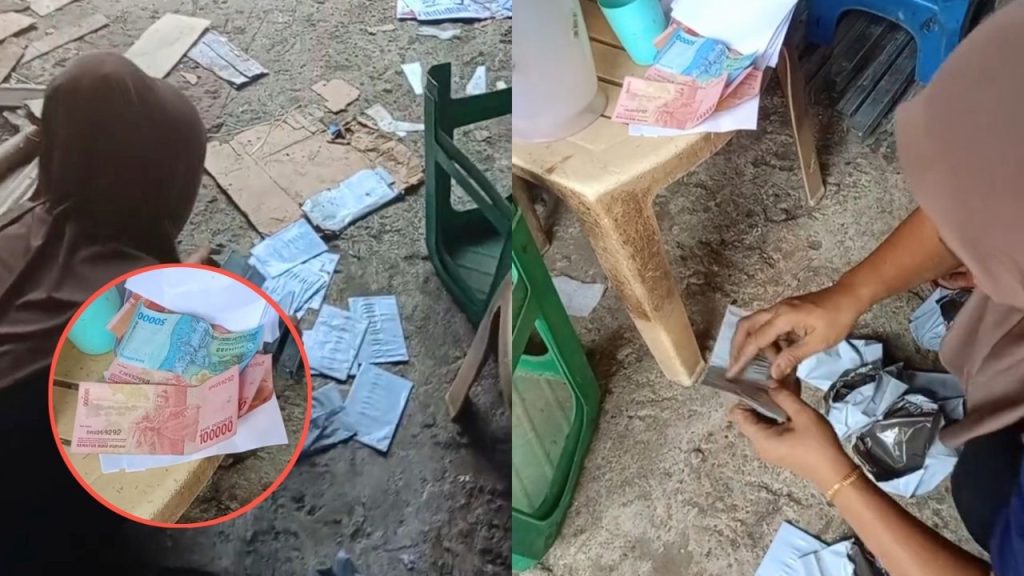 Momen Seorang Pengepul Temukan Belasan Amplop Berisi Uang (TikTok/@putrisoleha080)