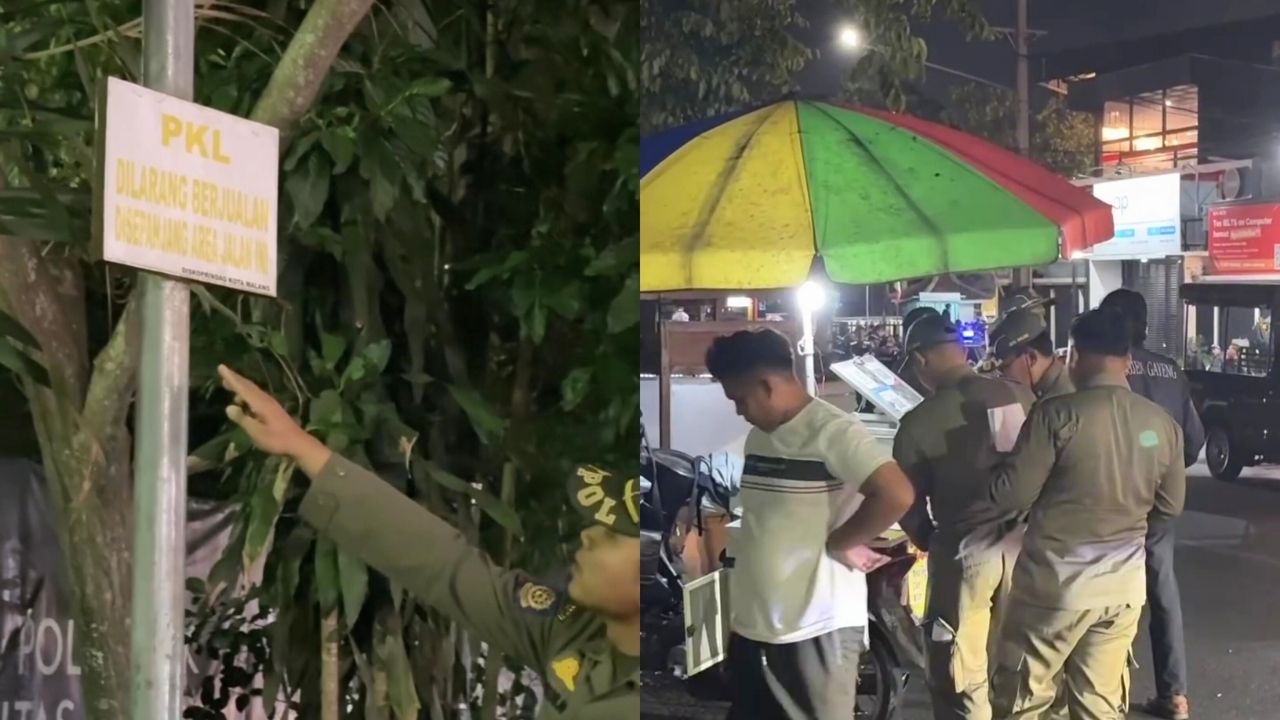 Satpol PP Kota Malang Imbau Pelanggar Perda di Jalan Surabaya (Instagram/@trantibum.malangkota)