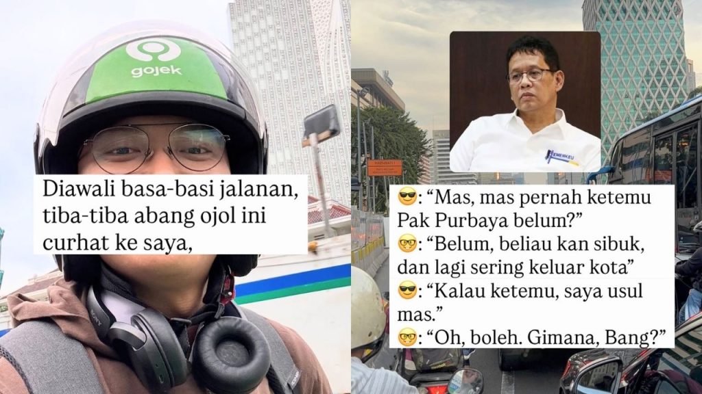 Kerja di Kemenkeu, Pria Ini Dapat Titipan Pesan dari Ojol untuk Pak Purbaya (Instagram/@pinurba)