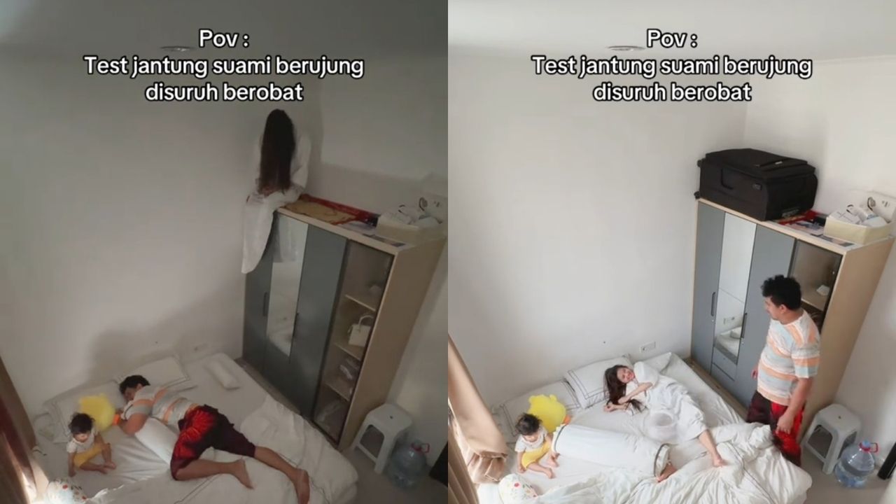 Istri Prank Suami dengan Cosplay Kuntilanak, Aksinya Bikin Netizen Ngakak (TikTok/@tasyaegen)