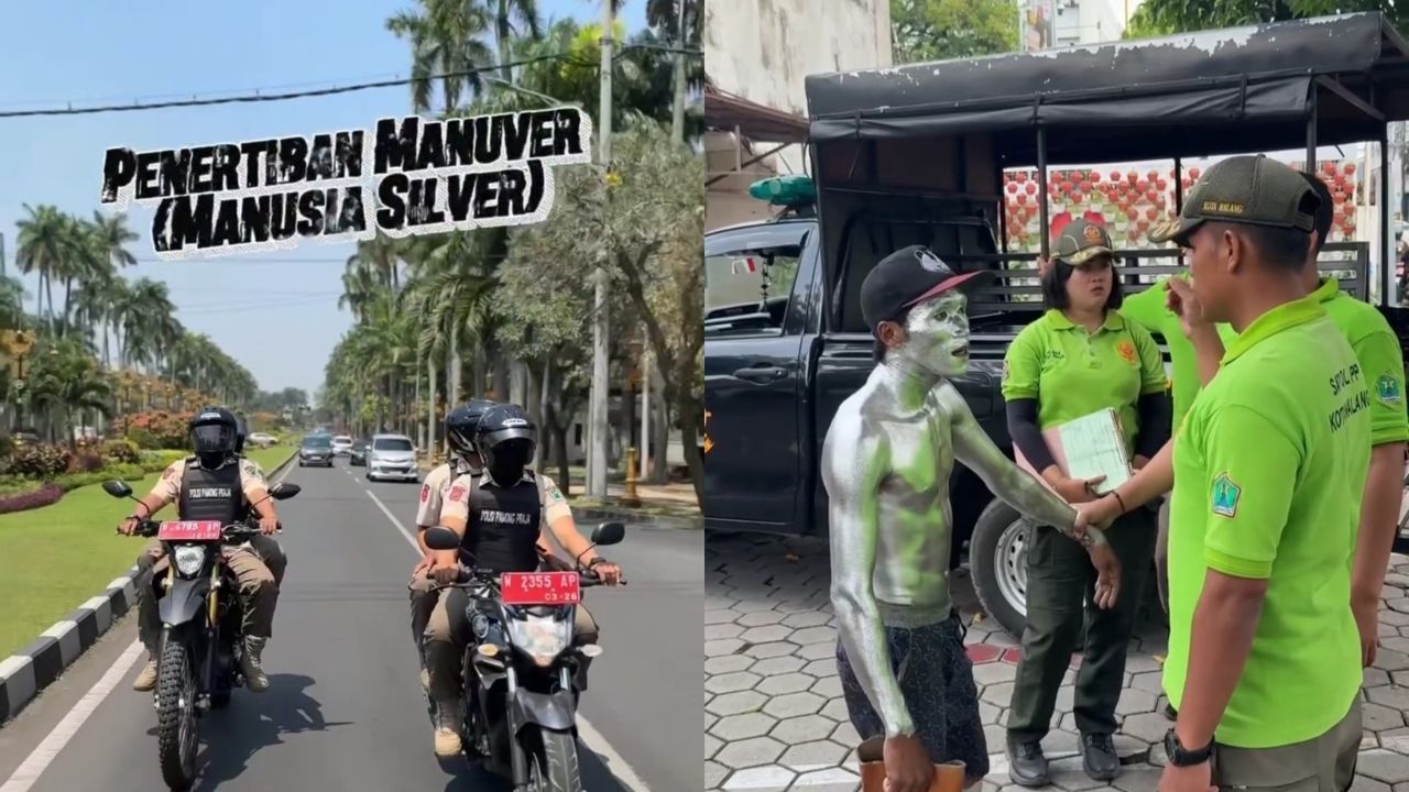 Satpol PP Kota Malang Tindaklanjuti Aduan Masyarakat Adanya Pengemis Manusia Silver (Instagram @trantibum.malangkota)
