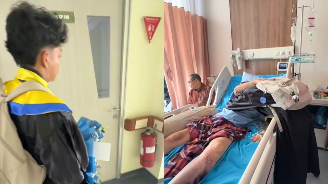 Sedih! Mahasiswa Ini Setelah Wisuda Datangi Ayah yang Sedang Terbaring Sakit (TikTok/@777notfoundddd)