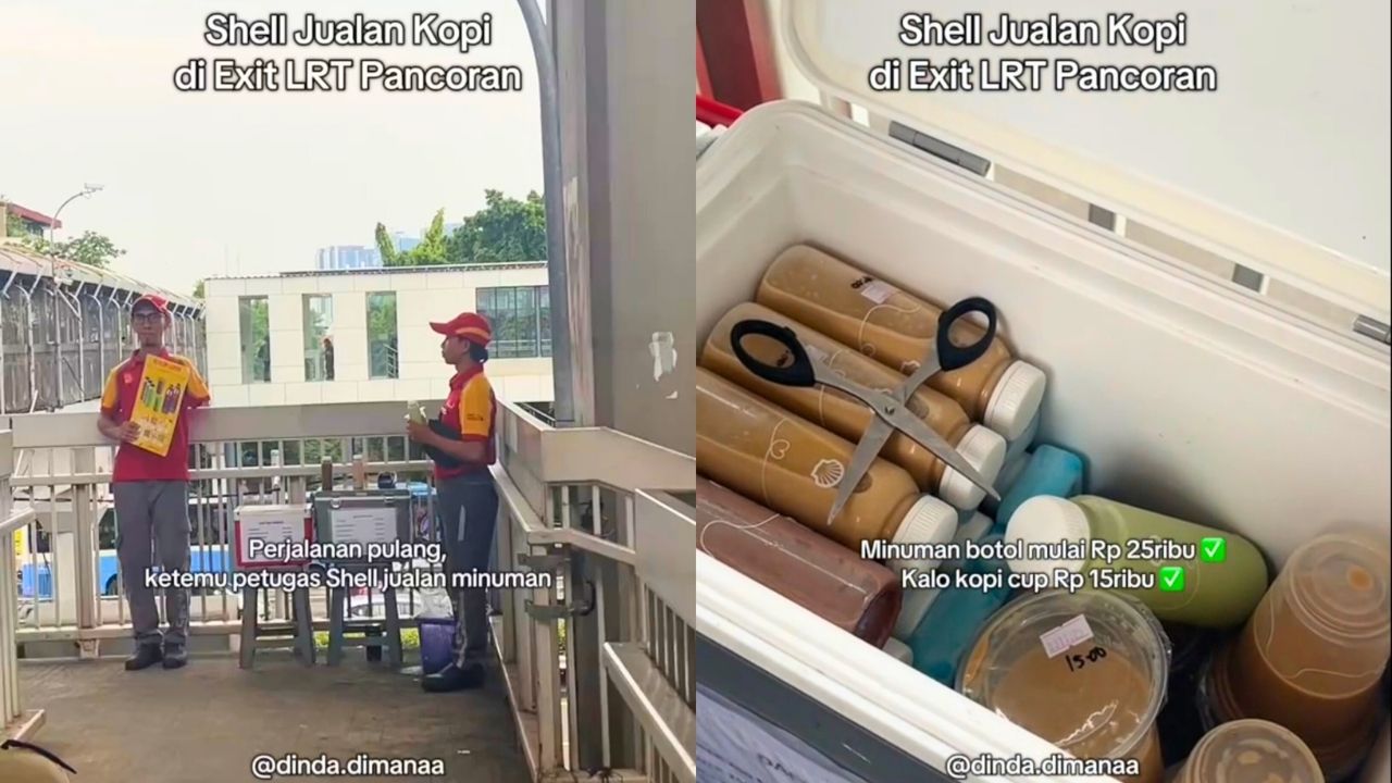 Bentuk Perjuangan Pegawai Shell, Kini Berjualan Kopi di Exit Halte dan Stasiun LRT (TikTok/@dinda.dimanaa)
