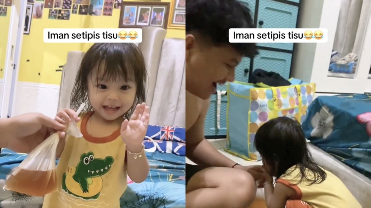 Imannya Setipis Tisu, Bocil Ini Tetap Minum Es Meski Sudah Dilarang (TikTok/@sintia.pratiwi31)