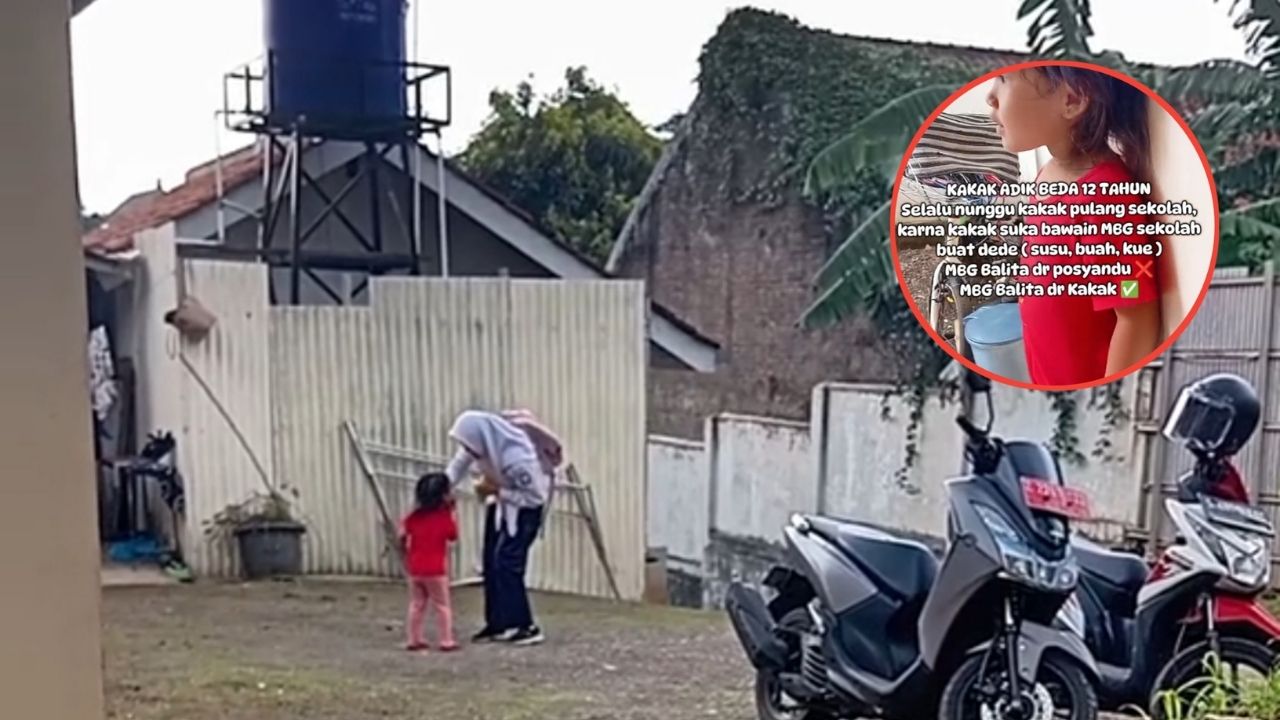Beda 12 Tahun, Momen Haru Adik Ini Selalu Tunggu Kakaknya Pulang Sekolah Karena Bawa MBG (TikTok/@xavia_qirani)