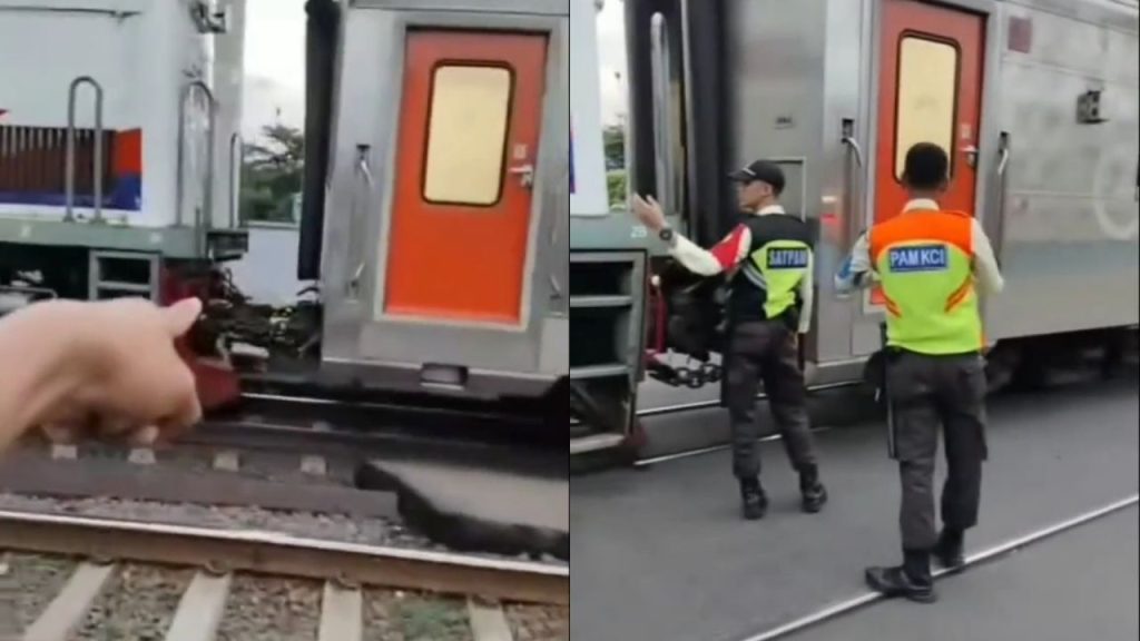 Aksi Heroik Pria Hentikan KA 246 Majapahit Usai Temukan Coupler Lokomotif yang Terlepas (TikTok/@audia.airal)