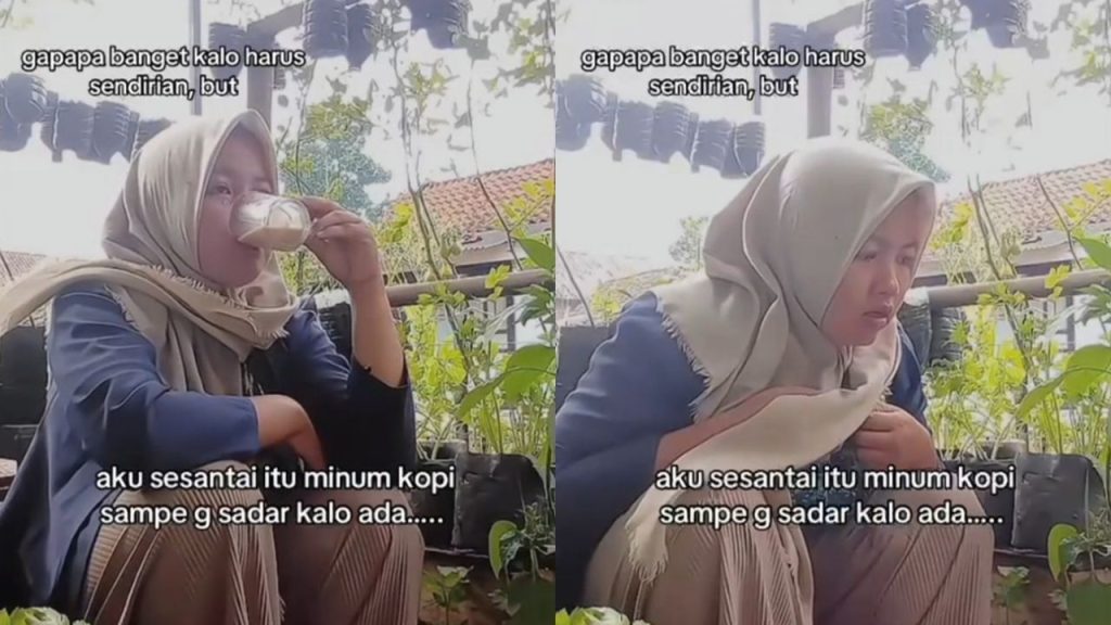 Terlalu Fokus Seruput Kopi, Cewek Ini Kaget Setelah Menemukan Cicak di Dalam Gelasnya (TikTok/@nida.khaerani7)