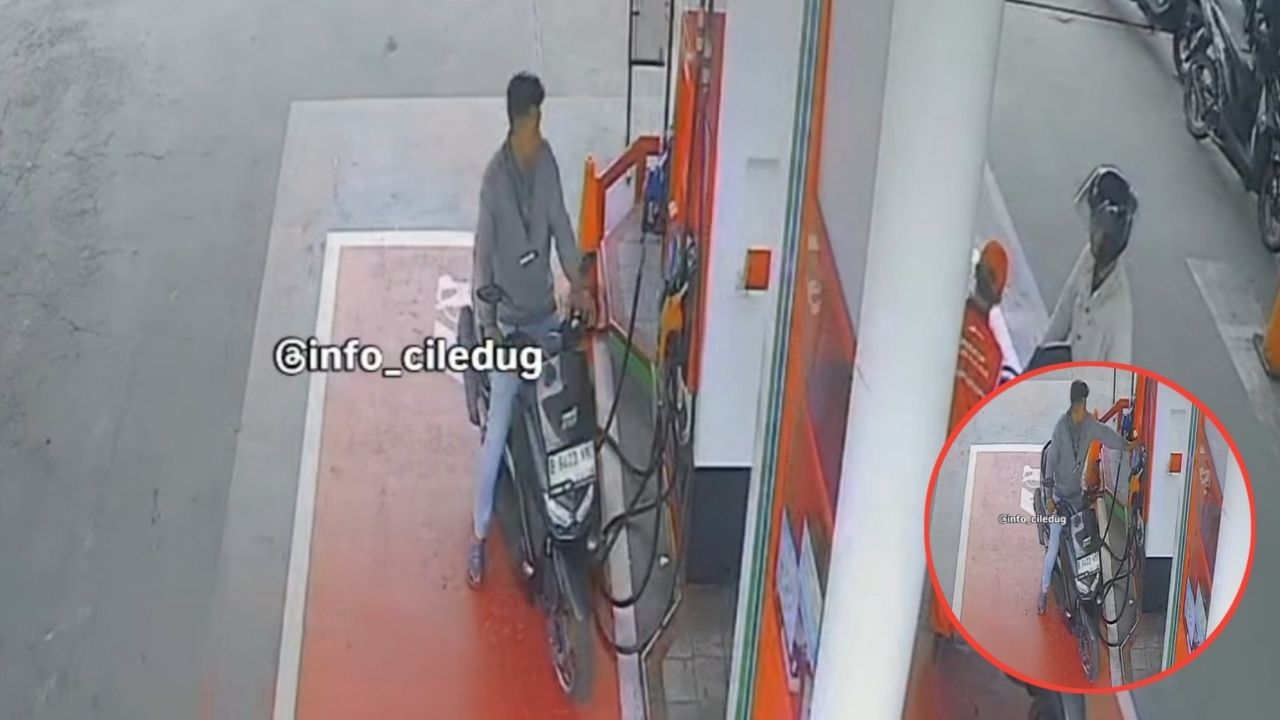 Isi Bensin Sendiri, Pria Ini Tinggalkan SPBU Tanpa Melunasi Pembayaran (Instagram/@info_cileduk)